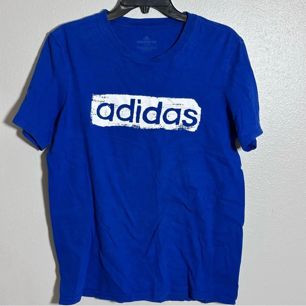 Adidas Men Blue Amplifier Tee Graphic‎ Logo Crew Neck size M